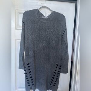 Dex Grey With Black Stitching Sweater Dress